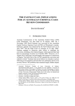 The Eastman Case: Implications for an Australian Criminal Cases Review Commission