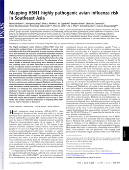 Mapping H5N1 Highly Pathogenic Avian Influenza Risk in Southeast Asia