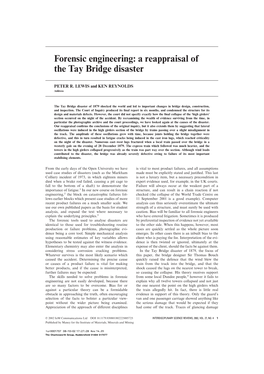 Forensic Engineering: a Reappraisal of the Tay Bridge Disaster