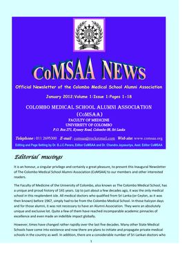 COLOMBO MEDICAL SCHOOL ALUMNI Association (Comsaa)