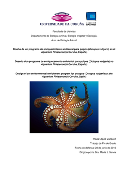 Diseño De Un Programa De Enriquecimiento Ambiental Para Pulpos ("Octopus Vulgaris") En El Aquarium Finisterrae (A