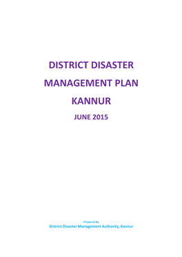District Disaster Management Plan Kannur June 2015