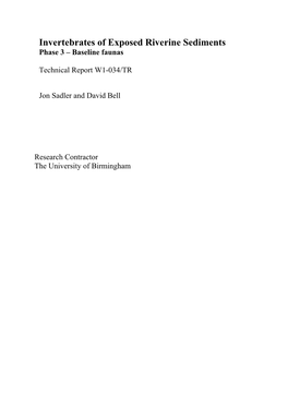 Invertebrates of Exposed Riverine Sediments Phase 3 – Baseline Faunas