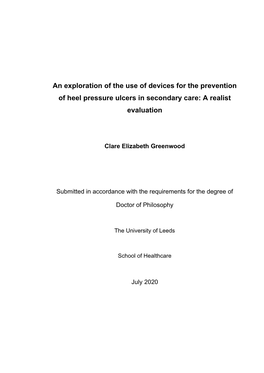 An Exploration of the Use of Devices for the Prevention of Heel Pressure Ulcers in Secondary Care: a Realist Evaluation