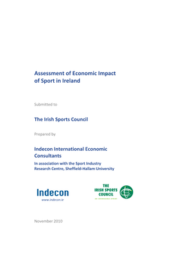 Indecon Report on Economic Impact of Sport in Ireland