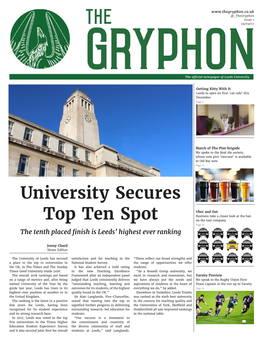 University Secures Top Ten Spot