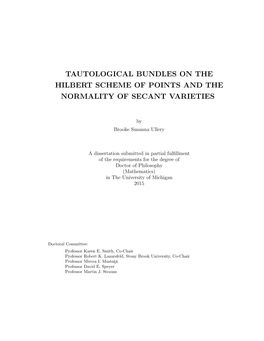 Tautological Bundles on the Hilbert Scheme of Points and the Normality of Secant Varieties