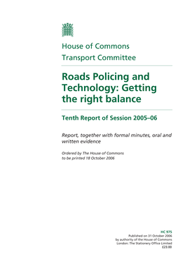 Roads Policing and Technology: Getting the Right Balance