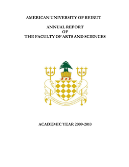 American University of Beirut Annual Report of the Faculty of Arts And