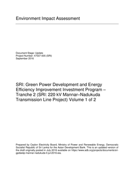 220 Kv Mannar-Nadukuda Transmission Li