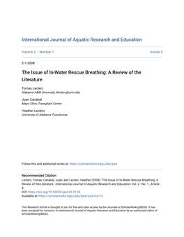 The Issue of In-Water Rescue Breathing: a Review of the Literature