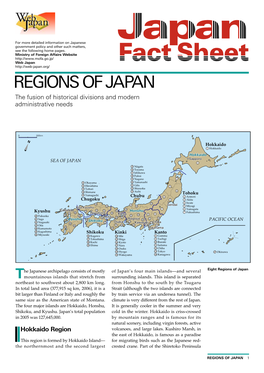 REGIONS of JAPAN the Fusion of Historical Divisions and Modern Administrative Needs