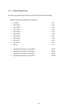 2-51 2-2-3 Outline Design Drawing the Following Outline Design Drawings for the Project Are Attached Hereunder. <Sukkur Meteo