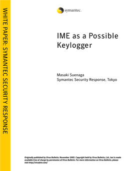 IME As a Possible Keylogger