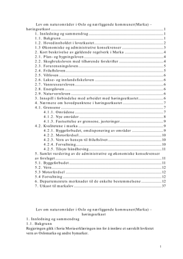 Lov Om Naturområder I Oslo Og Nærliggende Kommuner(Marka) – Høringsutkast