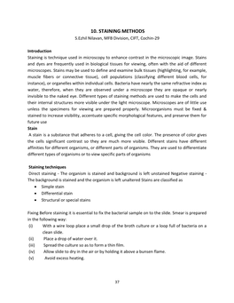 10. STAINING METHODS S.Ezhil Nilavan, MFB Division, CIFT, Cochin-29