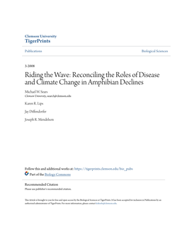 Reconciling the Roles of Disease and Climate Change in Amphibian Declines Michael W