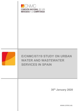 E/Cnmc/07/19 Study on Urban Water and Wastewater Services in Spain