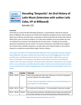 Decoding 'Despacito': an Oral History of Latin Music (Interview with Author Leila Cobo, VP at Billboard) Episode 121