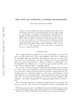 The Genus of Complete 3-Uniform Hypergraphs