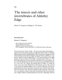 The Insects and Other Invertebrates of Alderley Edge