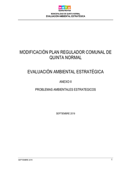 Modificación Plan Regulador Comunal De Quinta Normal Evaluación