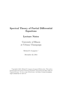 Spectral Theory of Partial Differential Equations Lecture Notes University