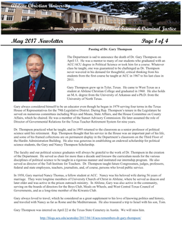 May 2017 Newsletter Page 1 of 4