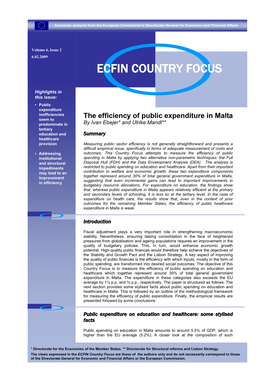 The Efficiency of Public Expenditure in Malta