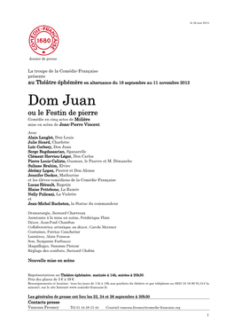 Dossier De Presse Dom Juan Sept 2012