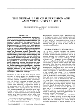 The Neural Basis of Suppression and Amblyopia in Strabismus