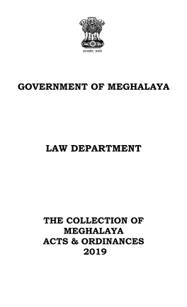 Collection of Meghalaya Acts and Ordinances 2019