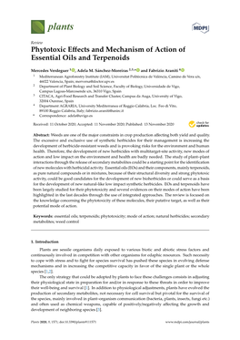 Phytotoxic Effects and Mechanism of Action of Essential Oils And