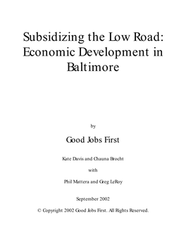 Economic Development in Baltimore