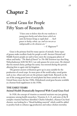 Chapter 2 : Cereal Grass for People