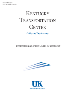 Evaluation of Speed Limits in Kentucky (KYSPR 96-172)