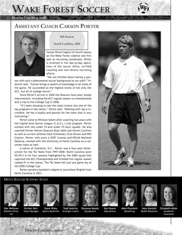 WAKE FOREST SOCCER Deacon Coaching Staff ASSISTANT COACH CARSON PORTER