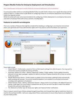 Prepare Mozilla Firefox for Enterprise Deployment and Virtualization