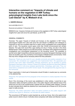 Impacts of Climate and Humans on the Vegetation in NW Turkey: Palynological Insights from Lake Iznik Since the Last Glacial” by A