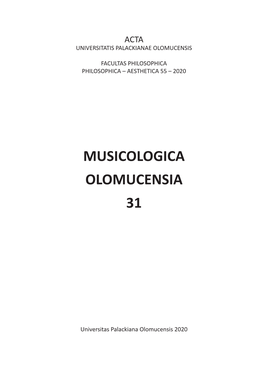 Musicologica Olomucensia 31 (2020)
