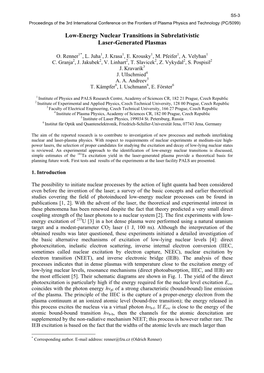 Low-Energy Nuclear Transitions in Subrelativistic Laser-Generated Plasmas