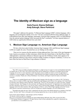 The Identity of Mexican Sign As a Language