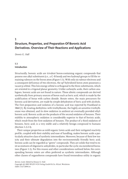 1 Structure, Properties, and Preparation of Boronic Acid Derivatives