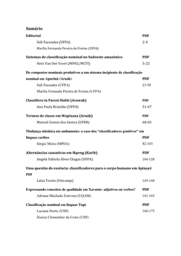 Sumário Editorial PDF Sidi Facundes (UFPA) 2-4 Marília Fernanda Pereira De Freitas (UFPA)