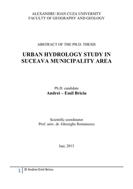 Urban Hydrology Study in Suceava Municipality Area
