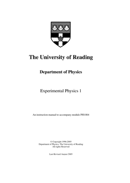The University of Reading Department of Physics