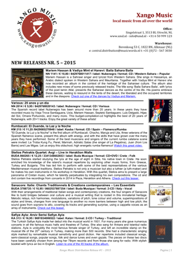 Xango Music Distribution Release #1 – 2015 Pagina | 1