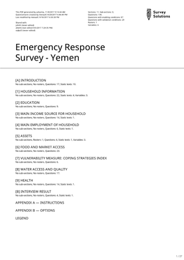 Emergency Response Survey - Yemen