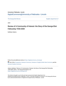 The Story of the George Eliot Fellowship 1930-2000