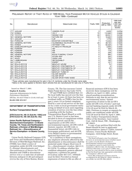 Federal Register/Vol. 66, No. 50/Wednesday, March 14, 2001/Notices YEAR 1999—Continued